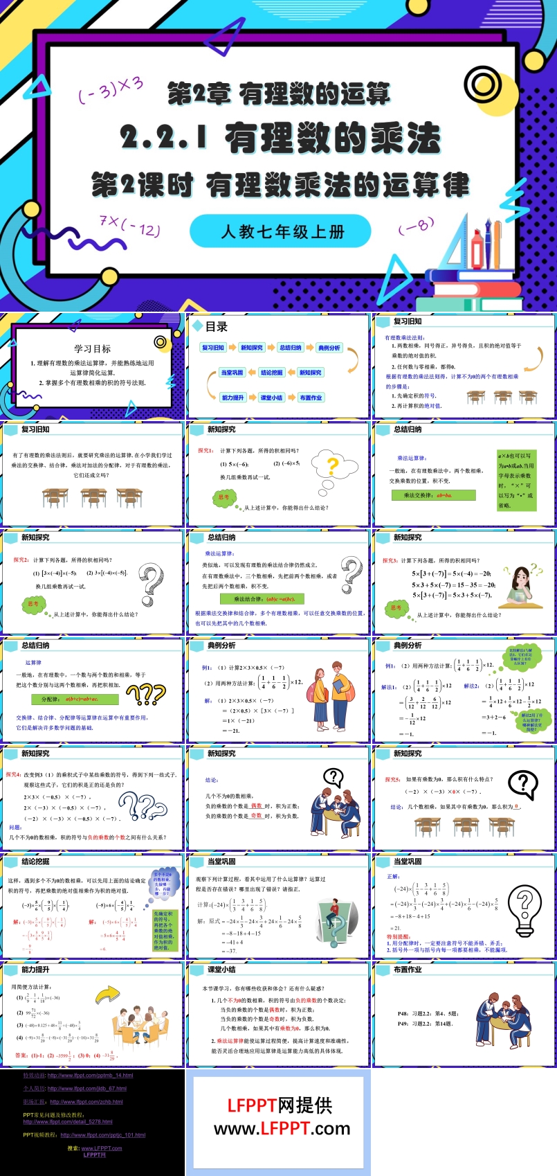 2.2.1有理数的乘法（第2课时 有理数乘法的运算律）人教七年级数学上册PPT课件含教案