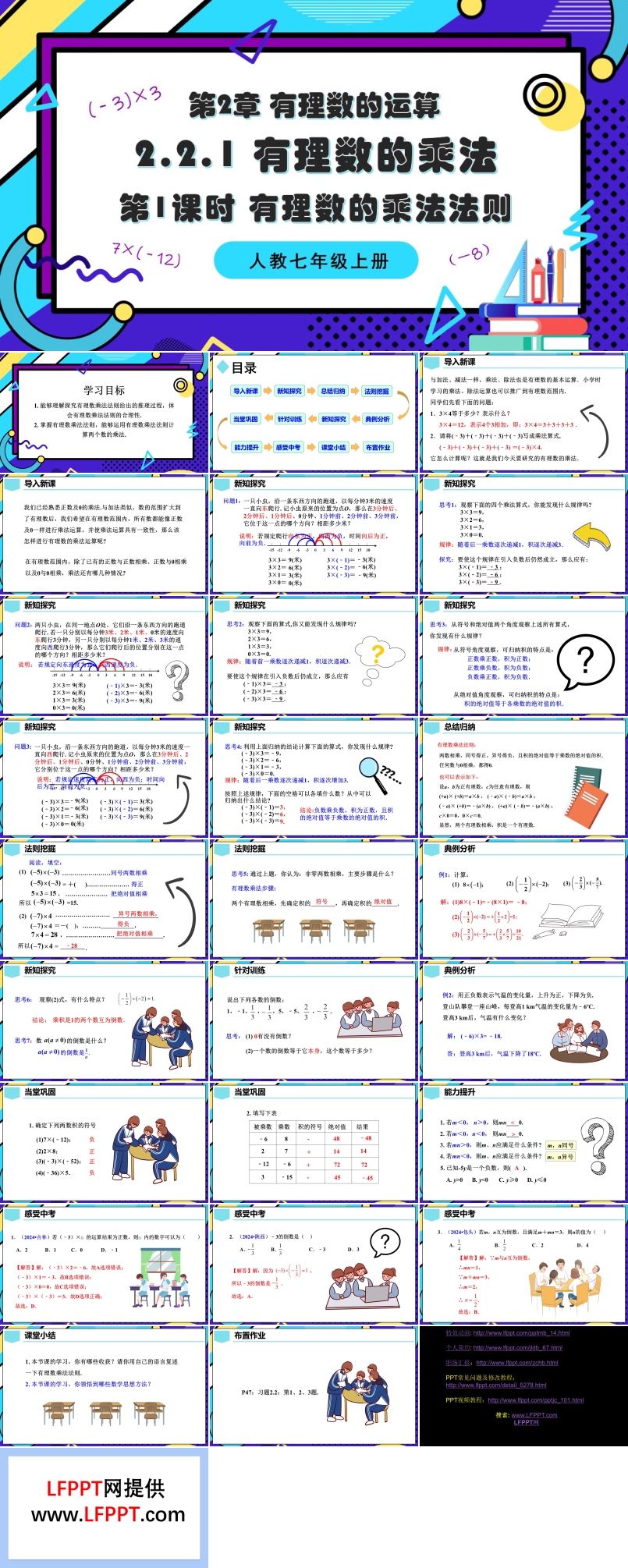 2.2.1有理数的乘法（第1课时 有理数的乘法法则）人教七年级数学上册PPT课件含教案