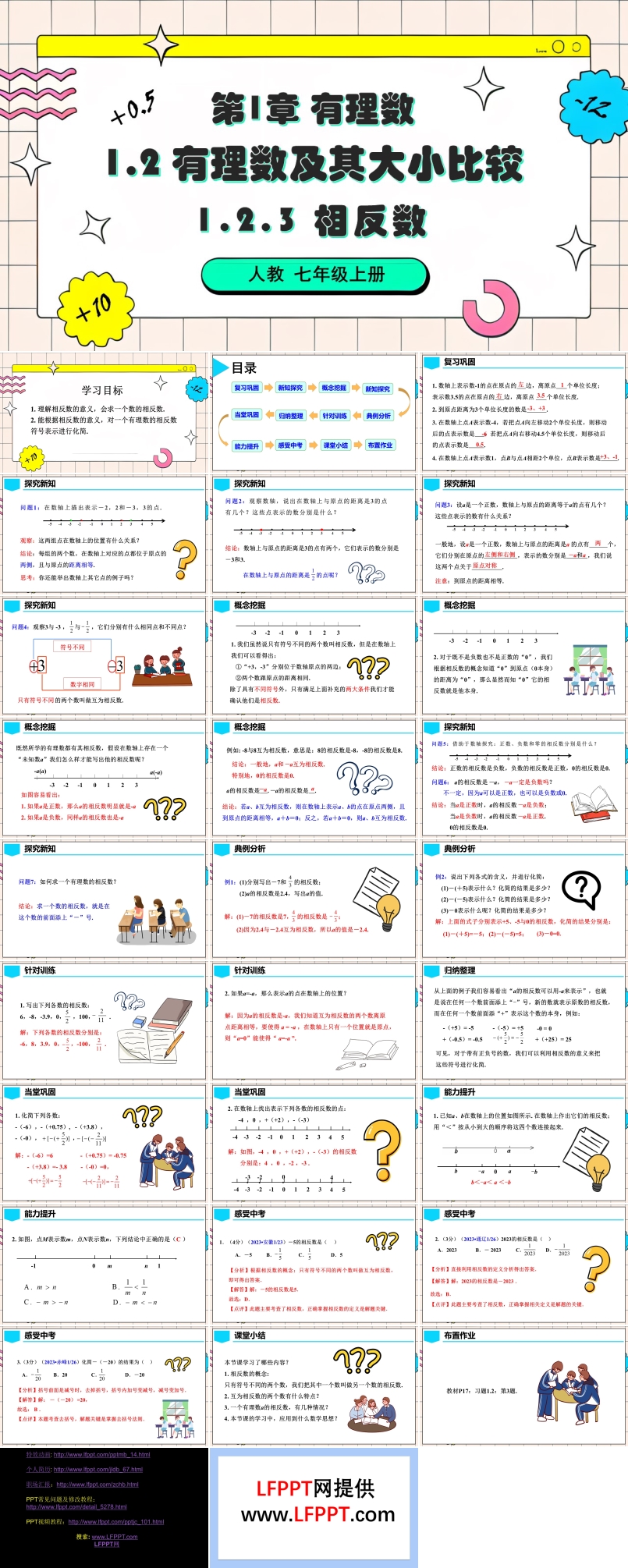 1.2.3 相反数人教七年级数学上册PPT课件含教案