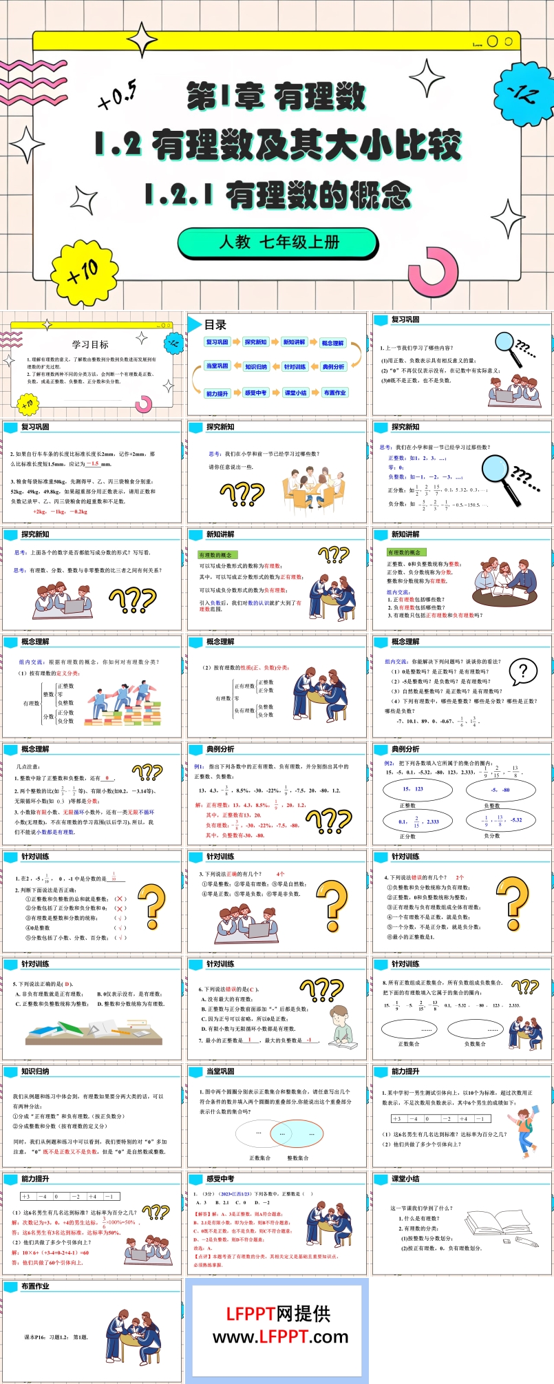 1.2.1 有理数的概念人教七年级数学上册PPT课件含教案