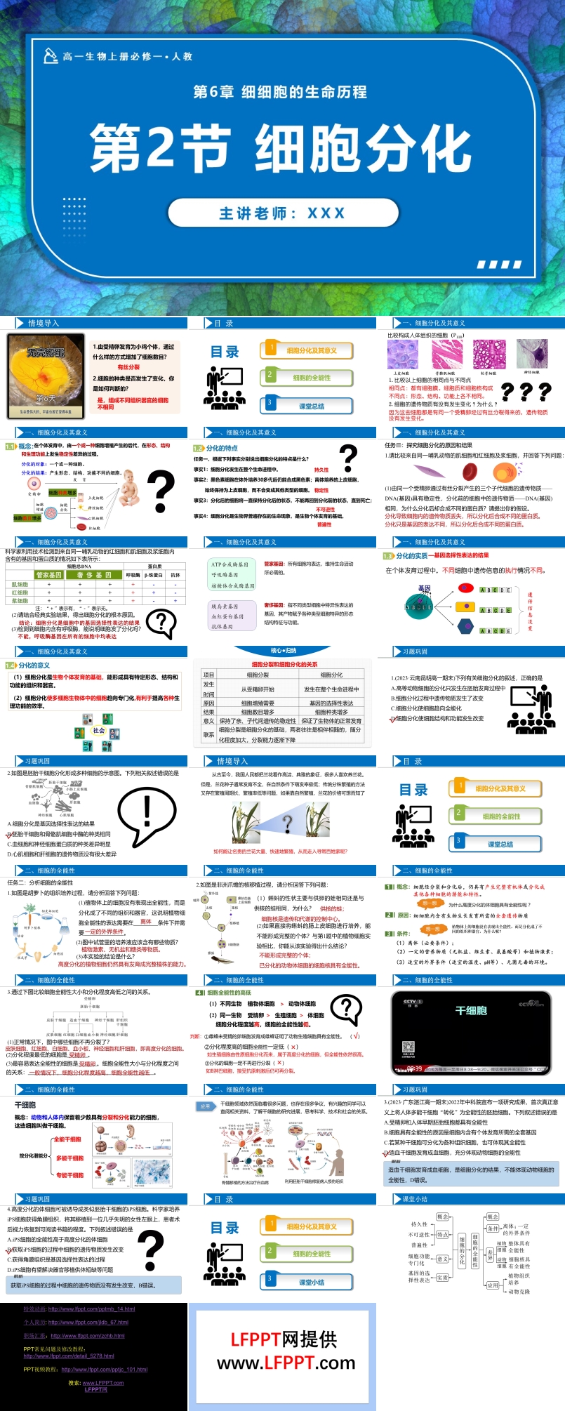 6.2细胞的分化高一人教生物上册必修一PPT课件含教案