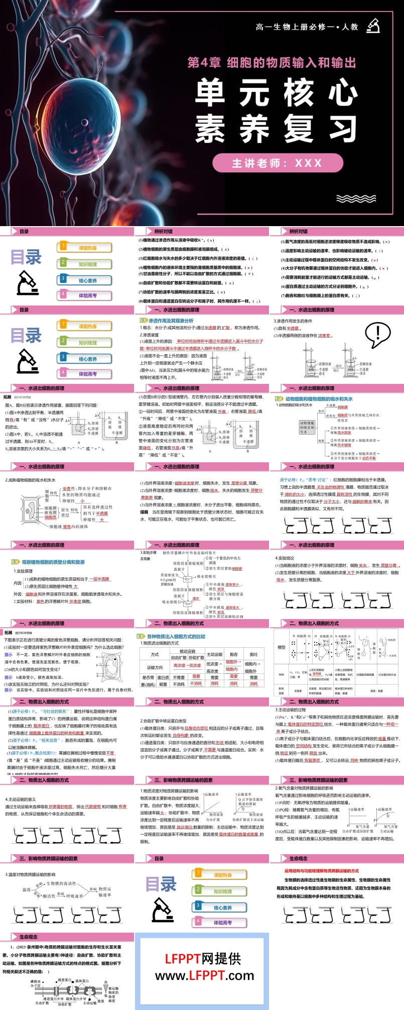第4章细胞的物质输入和输出单元复习课件高一人教生物上册必修一PPT课件含教案