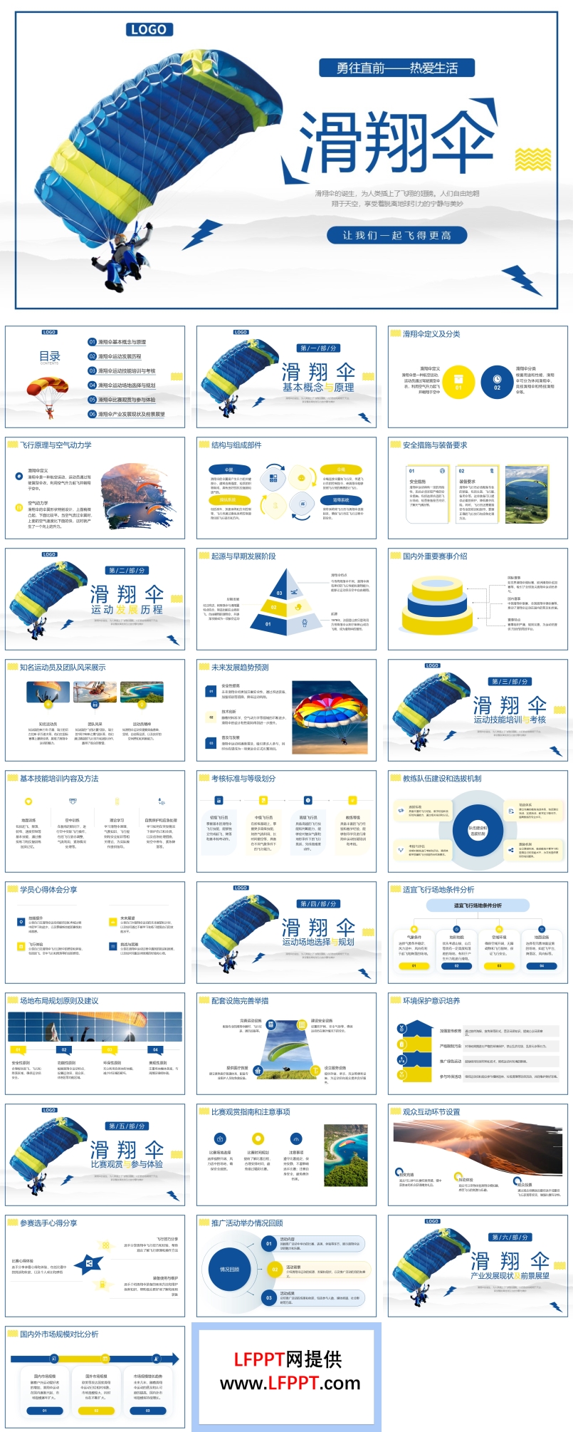 滑翔伞旅游项目PPT动态模板免费下载