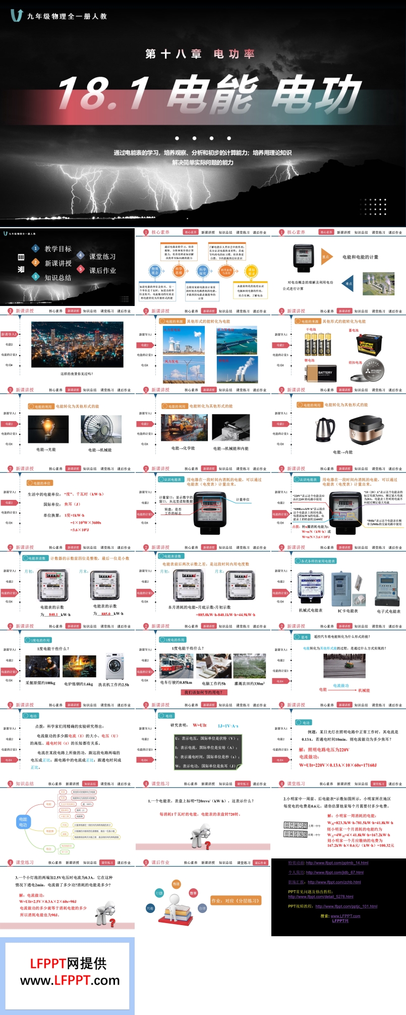 18.1电能 电功同步课件人教九年级物理全一册PPT课件含教案