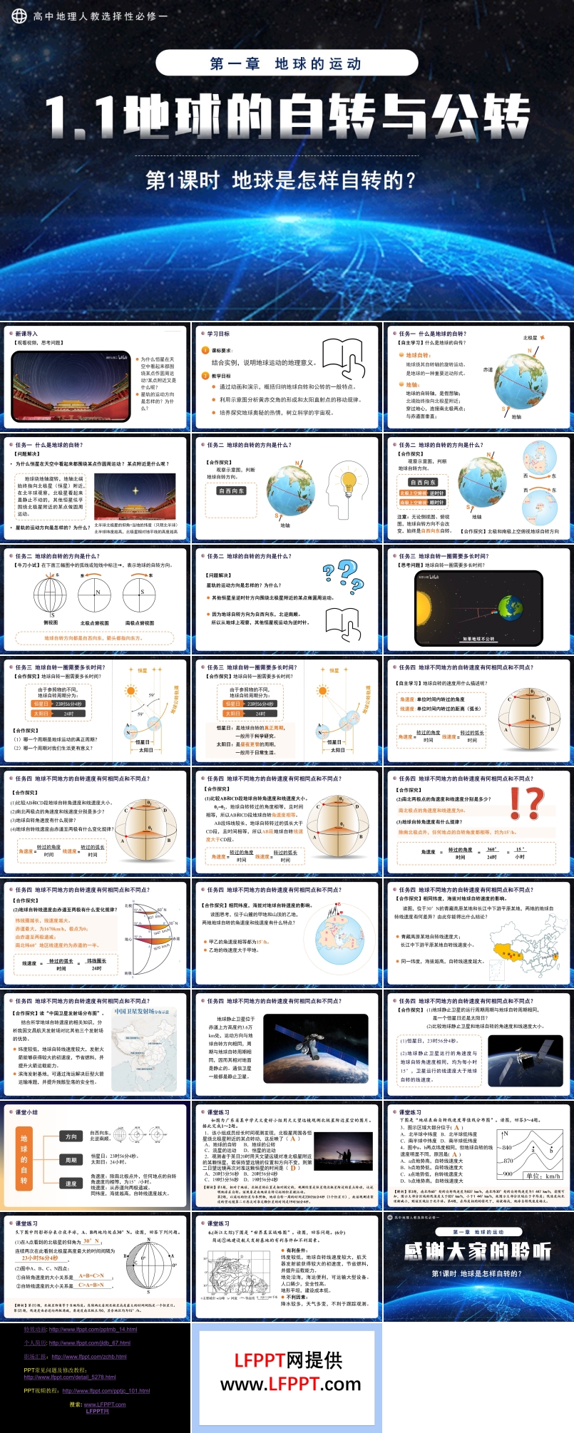 1.1地球的自转和公转第1课时地球是怎样自转的高中地理人教选择性必修一PPT课件含教案