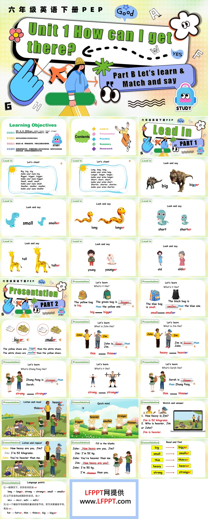 Unit 1 第3课时Part B Let's learn  Match and say六年级英语下册PPT课件含教案