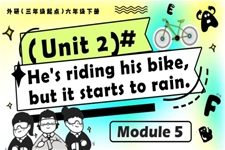 Module5 Unit2 He's riding his bike, but it starts to rain外研五年级英语下册PPT课件含教案