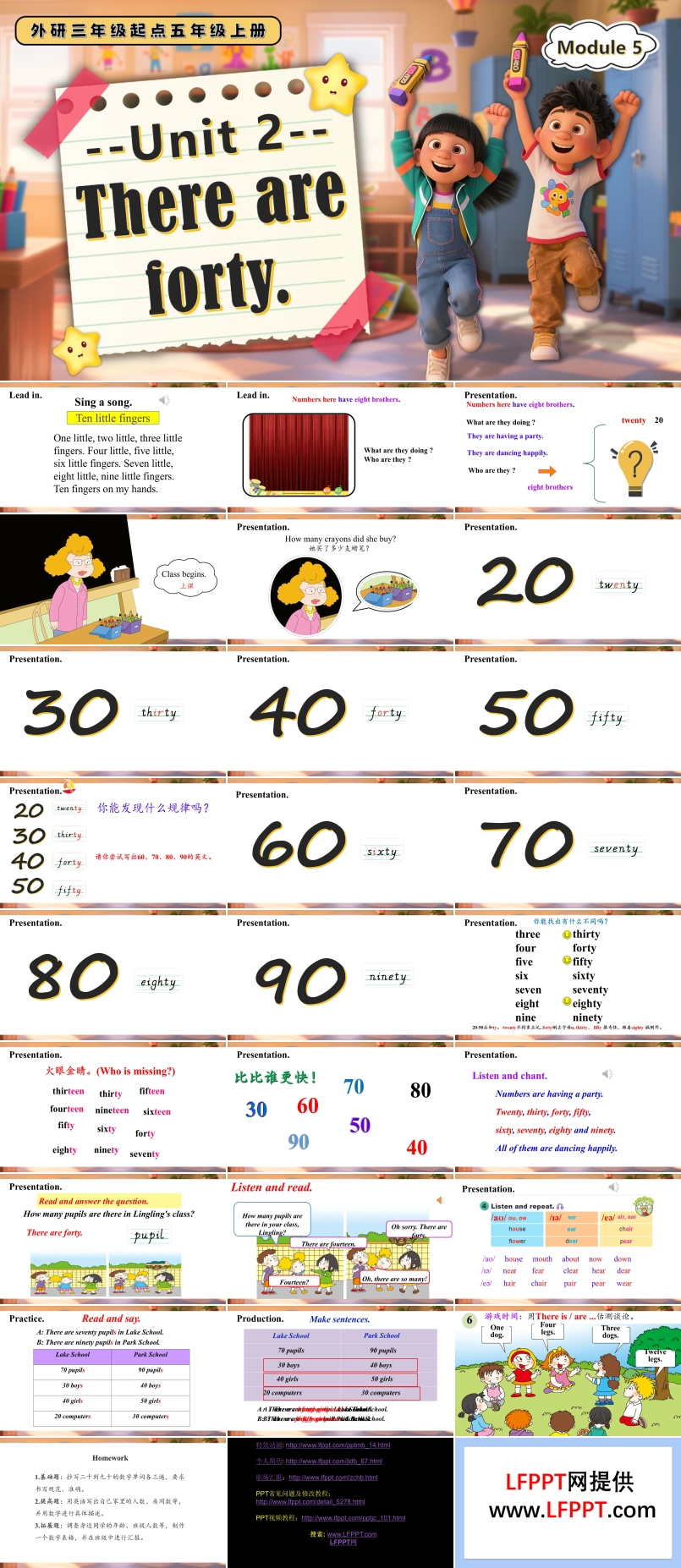 Module 5 Unit2 There are forty外研五年级英语上册PPT课件含教案