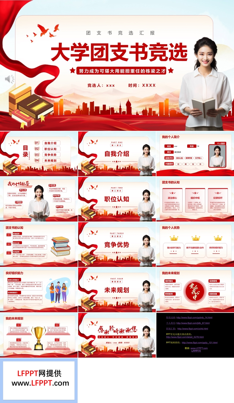 大学团支书竞选竞聘PPT含讲稿