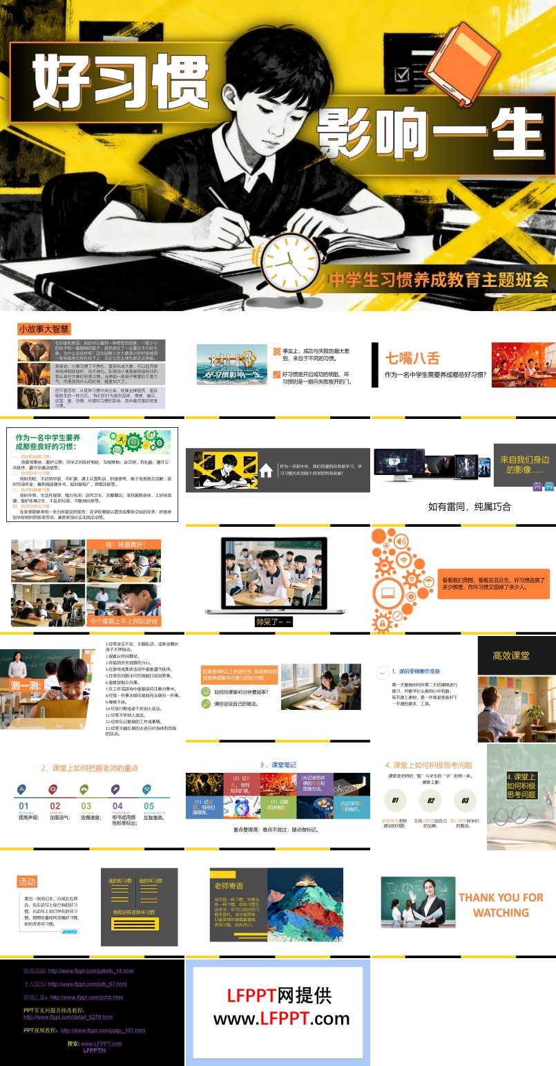 中学生习惯养成主题班会PPT含讲稿