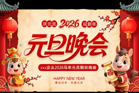 2026马年元旦晚会元旦联欢会PPT含讲稿