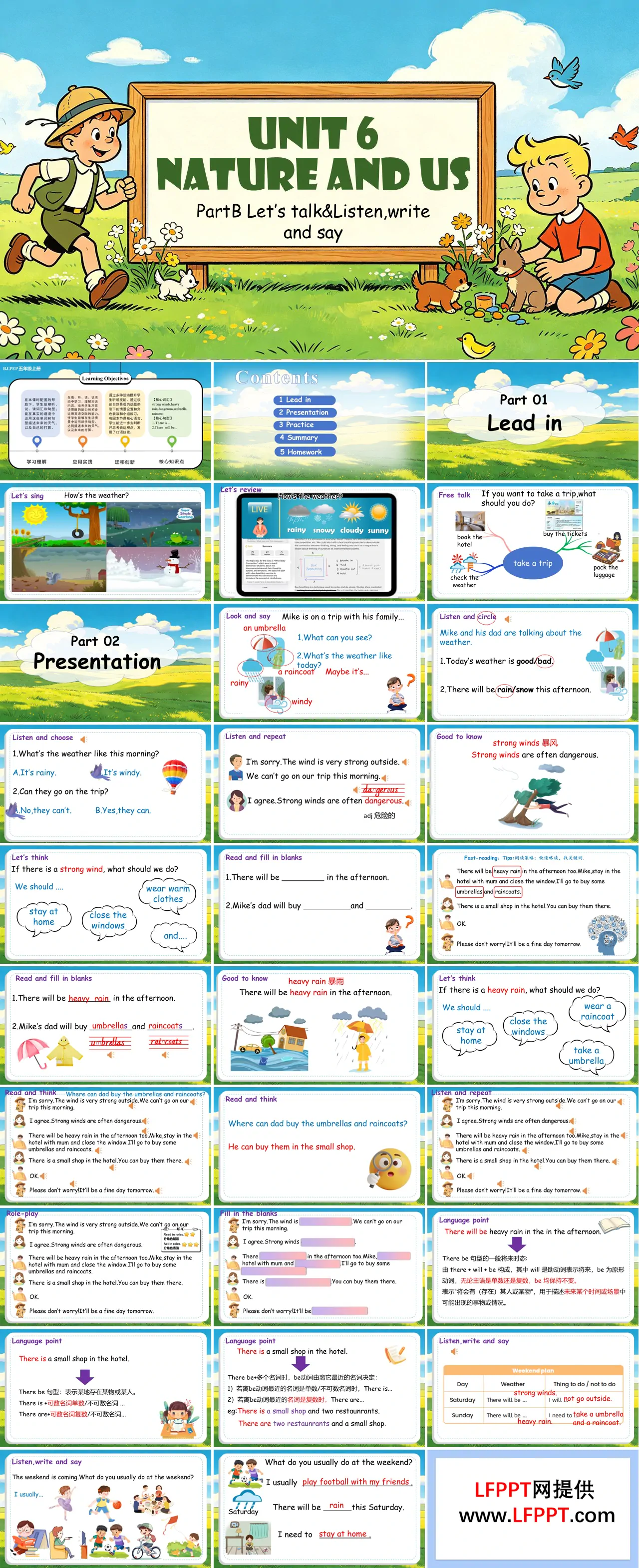 五年级英语上册人教PEP Unit6 第4课时 Part B Let’s talk&Listen,write and say ppt课件(教案)