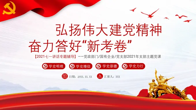 弘扬伟大建党精神奋力答好“新考卷”PPT
