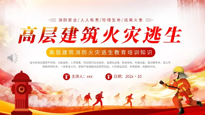 高层建筑火灾逃生知识培训教育课件PPT含讲稿