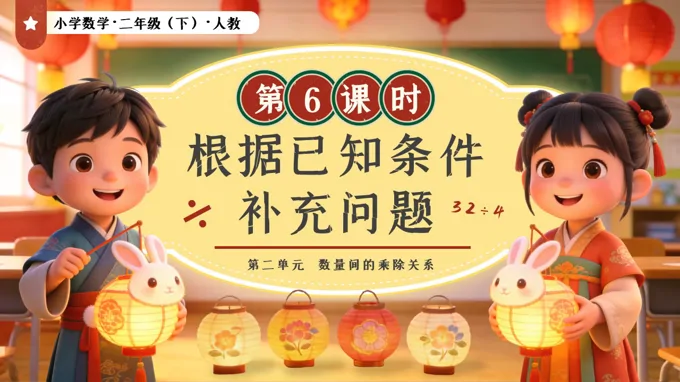 第二单元第6课时 根据已知条件补充问题二年级数学下册人教版新教材PPT课件（教案+学习任务单+分层作业）