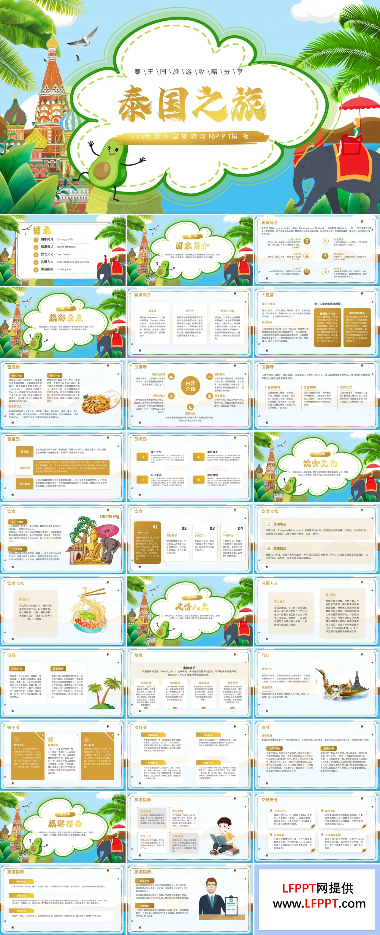 泰国旅游旅行攻略PPT模板