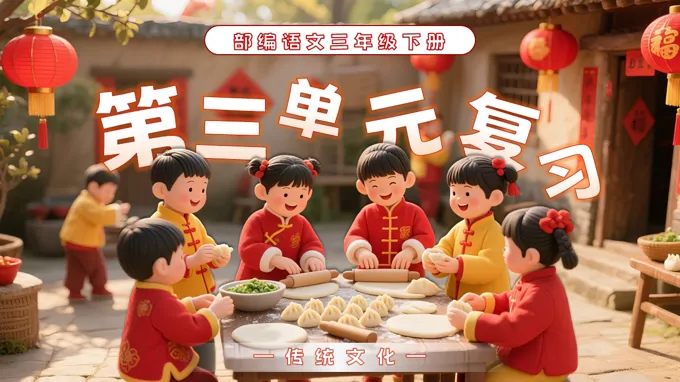 部编语文三年级下册第三单元复习课件PPT模板含教案