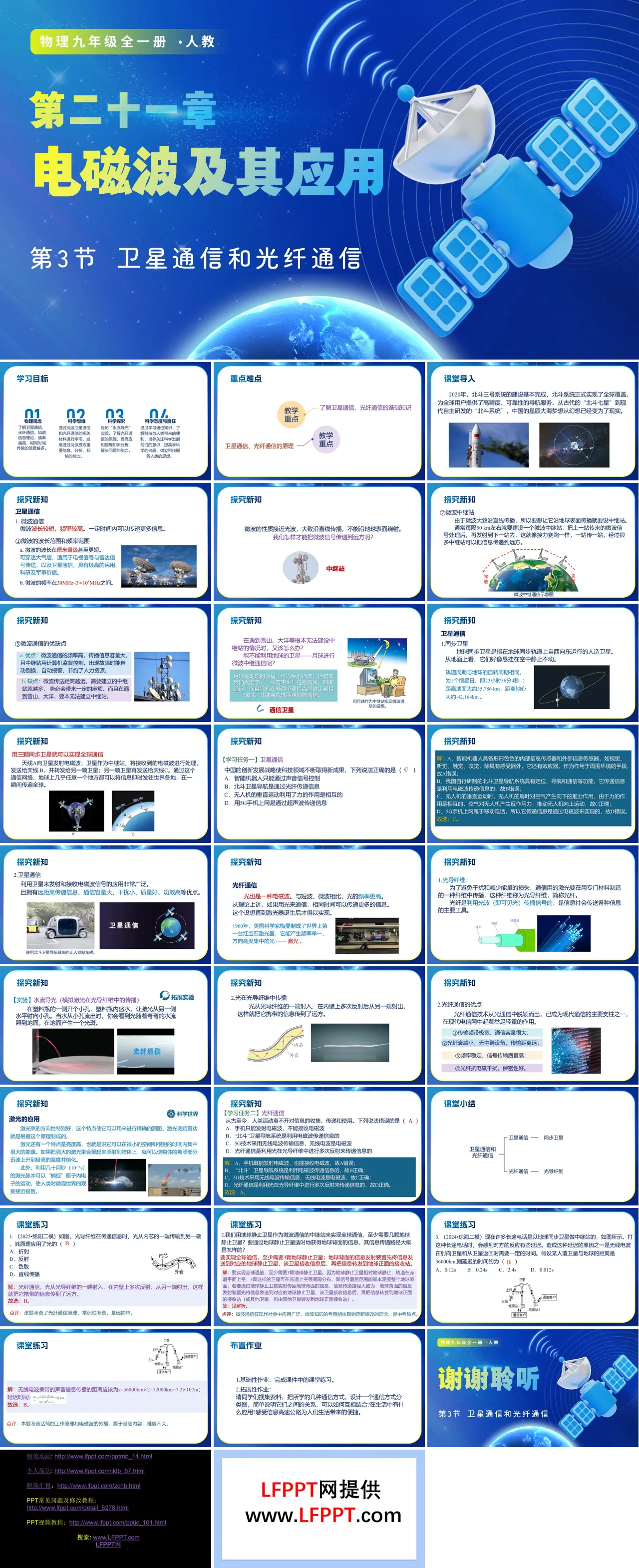 第3节 卫星通信和光纤通信（教学课件）九年级物理21章人教ppt课件（教案+导学案+分层作业）