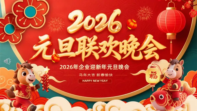 2026马年元旦晚会迎新春晚会元旦联欢会PPT含讲稿