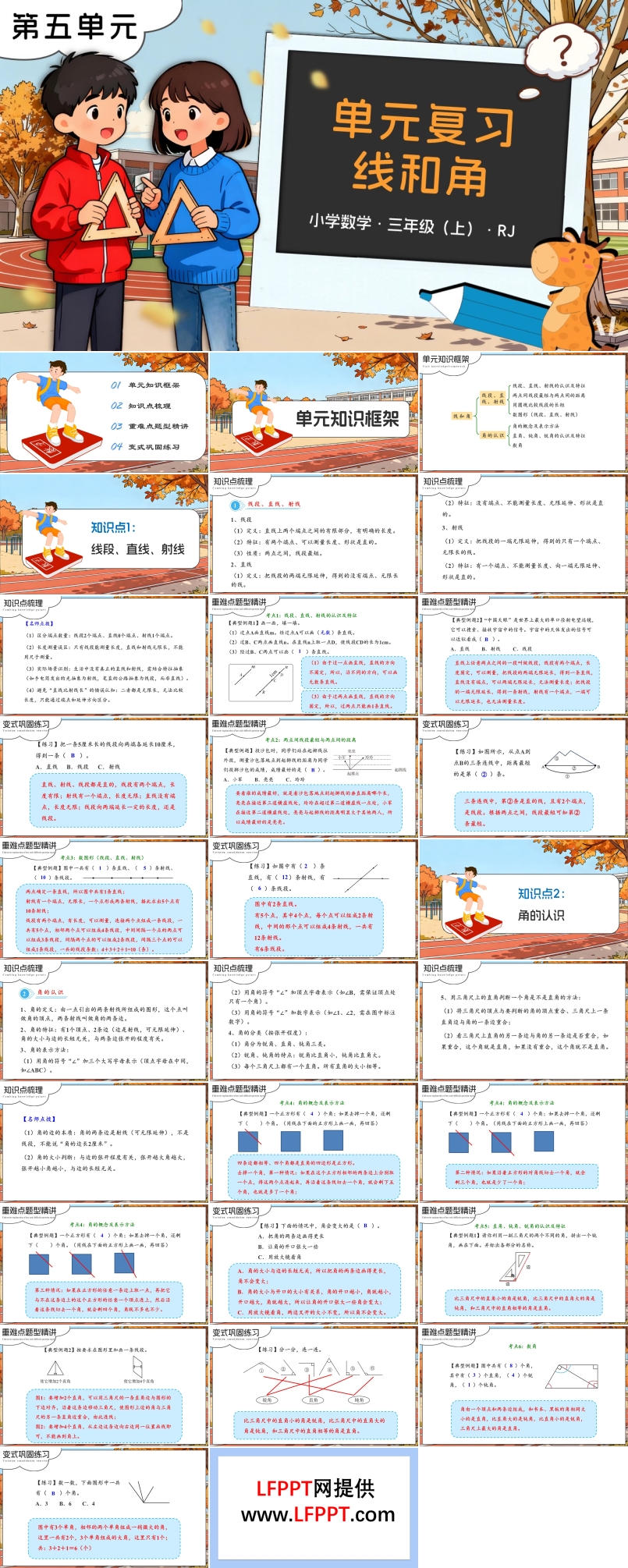 第五单元：线和角（复习课件）数学人教版三年级上册（新教材）ppt课件（知识清单）