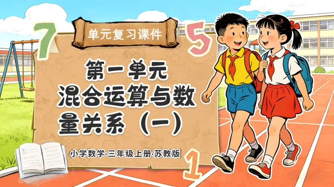 第一单元 混合运算与数量关系（一）（复习课件）三年级数学上册苏教ppt课件（知识清单+单元测试）