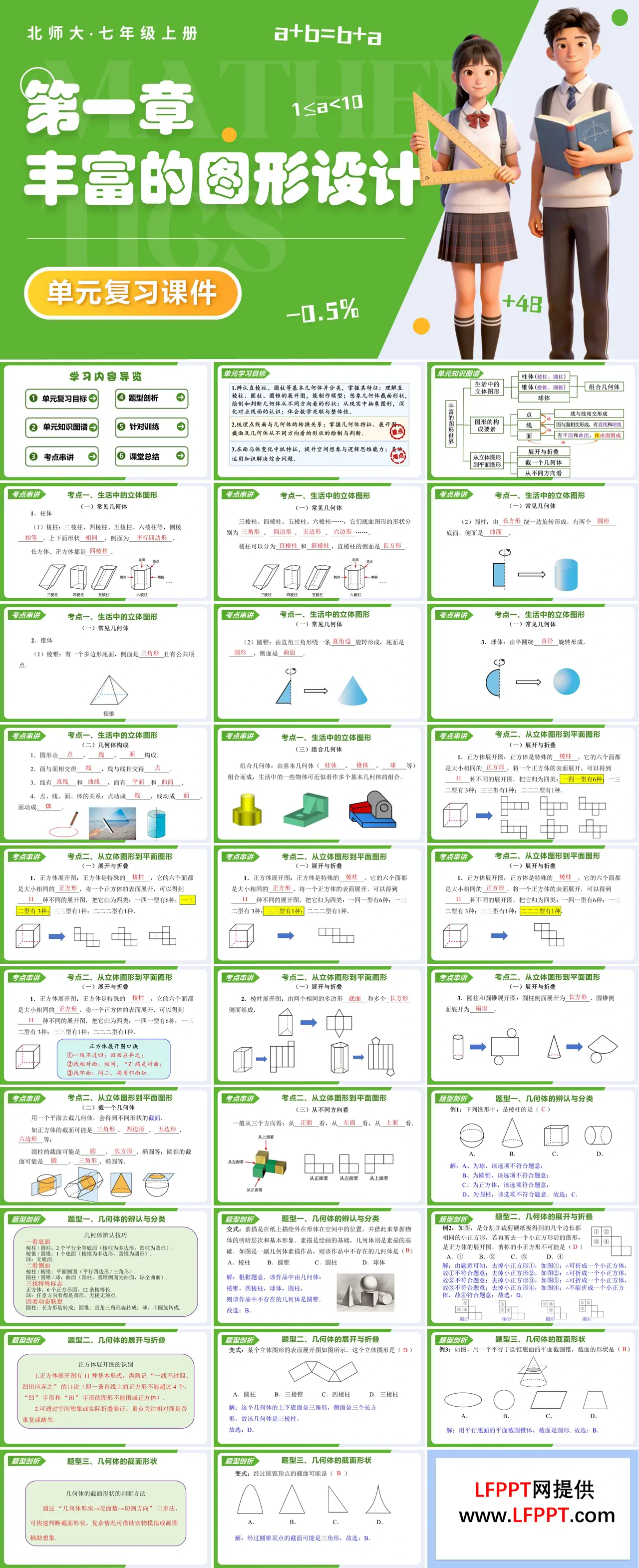 第一章 丰富的图形世界（复习课件）七年级数学上册北师大单元复习ppt课件（知识清单+复习讲义）