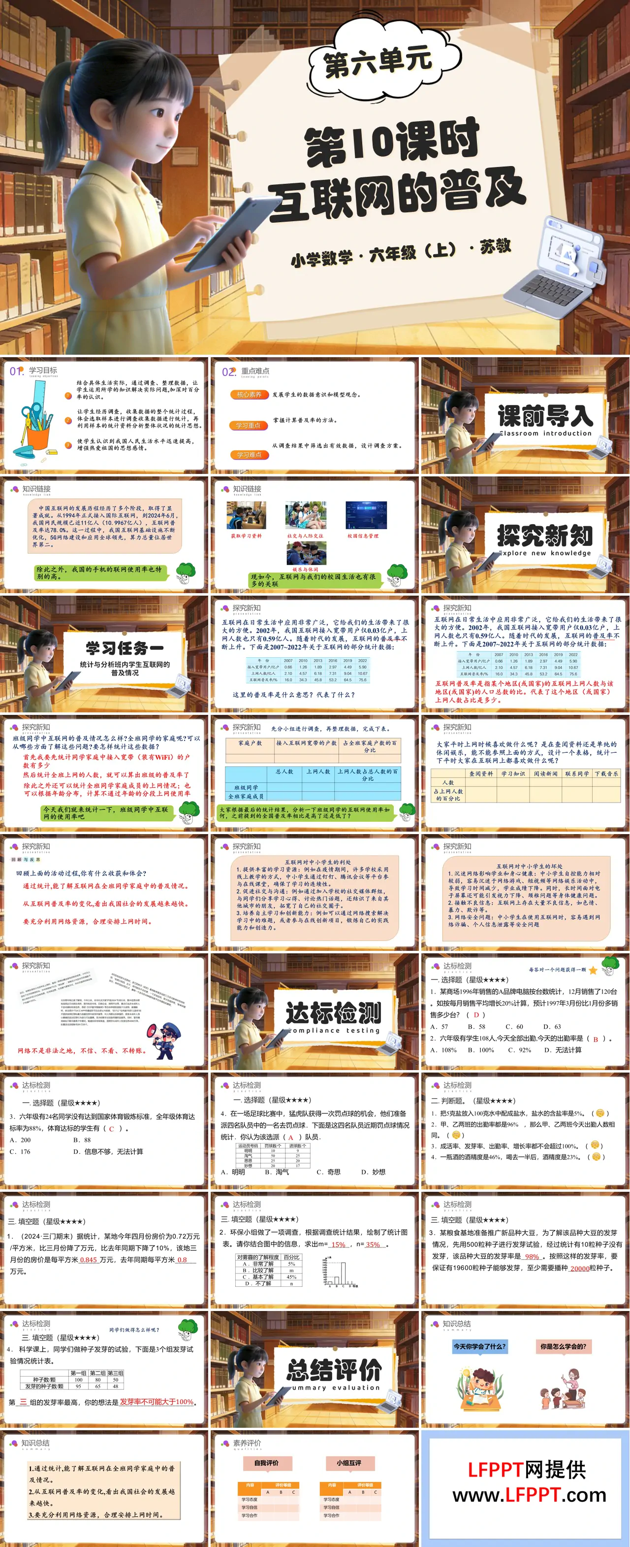 第六单元第10课时 互联网的普及（教学课件）六年级数学上册苏教ppt课件（教案+分层作业+学习任务单）
