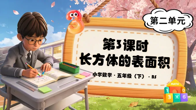 第二单元 第3课时 长方体的表面积（教学课件）五年级数学下册北师大ppt课件（教案+分层作业+学习任务单）