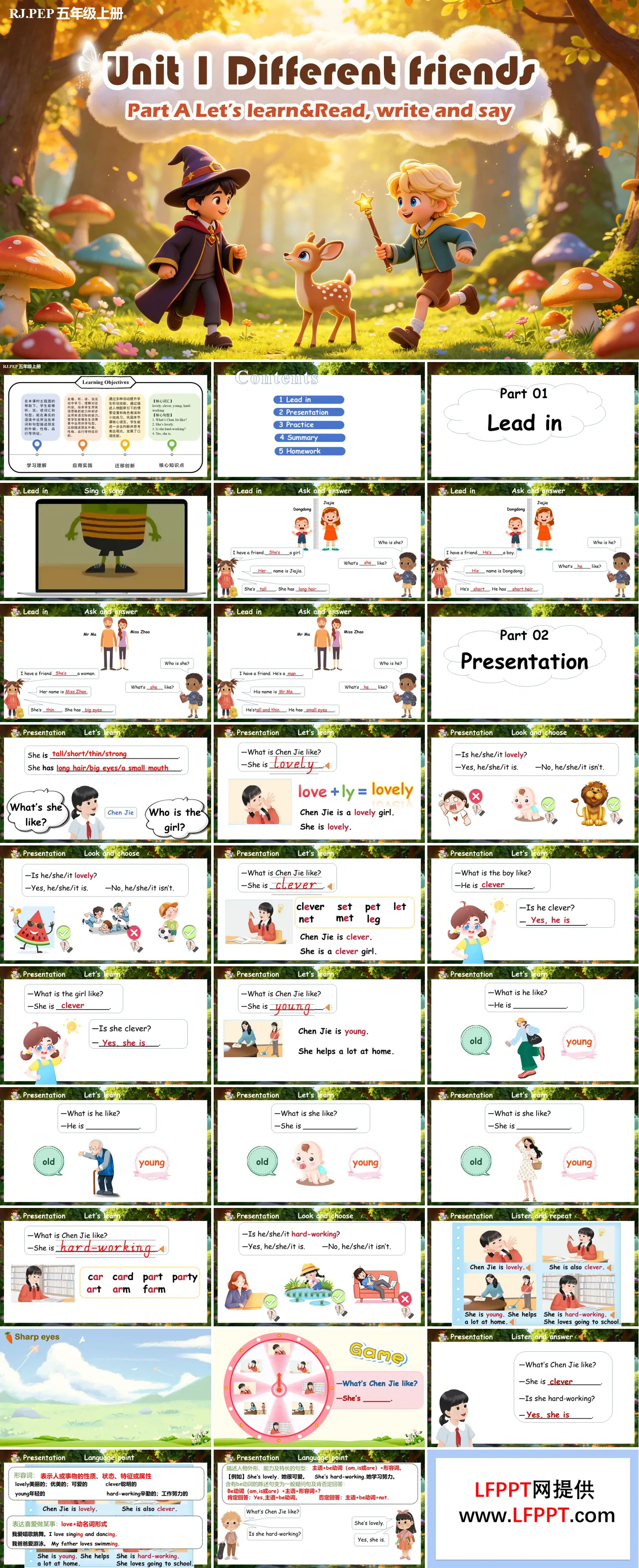 五年级英语上册人教PEP Unit 1 第2课时《Part A Let’s learn&Read, write and say》ppt课件（教案）