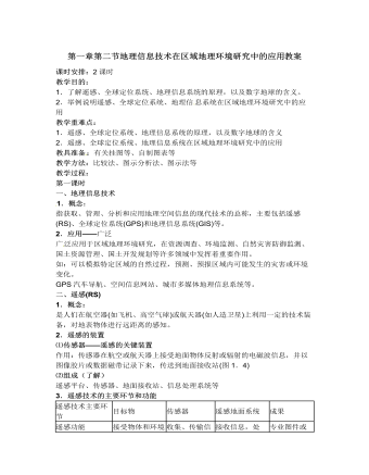 人教版高中地理必修3第一章第二节地理信息技术在区域地理环境研究中的应用教案
