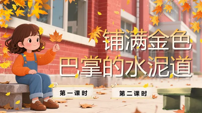 《铺满金色巴掌的水泥道》部编语文三年级上册PPT课件含教案-49页-大小26M