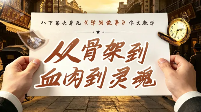 《从骨架到血肉到灵魂——写作学写故事》语文八年级下册第五单元PPT课件（含教案+逐字稿+教学反思）