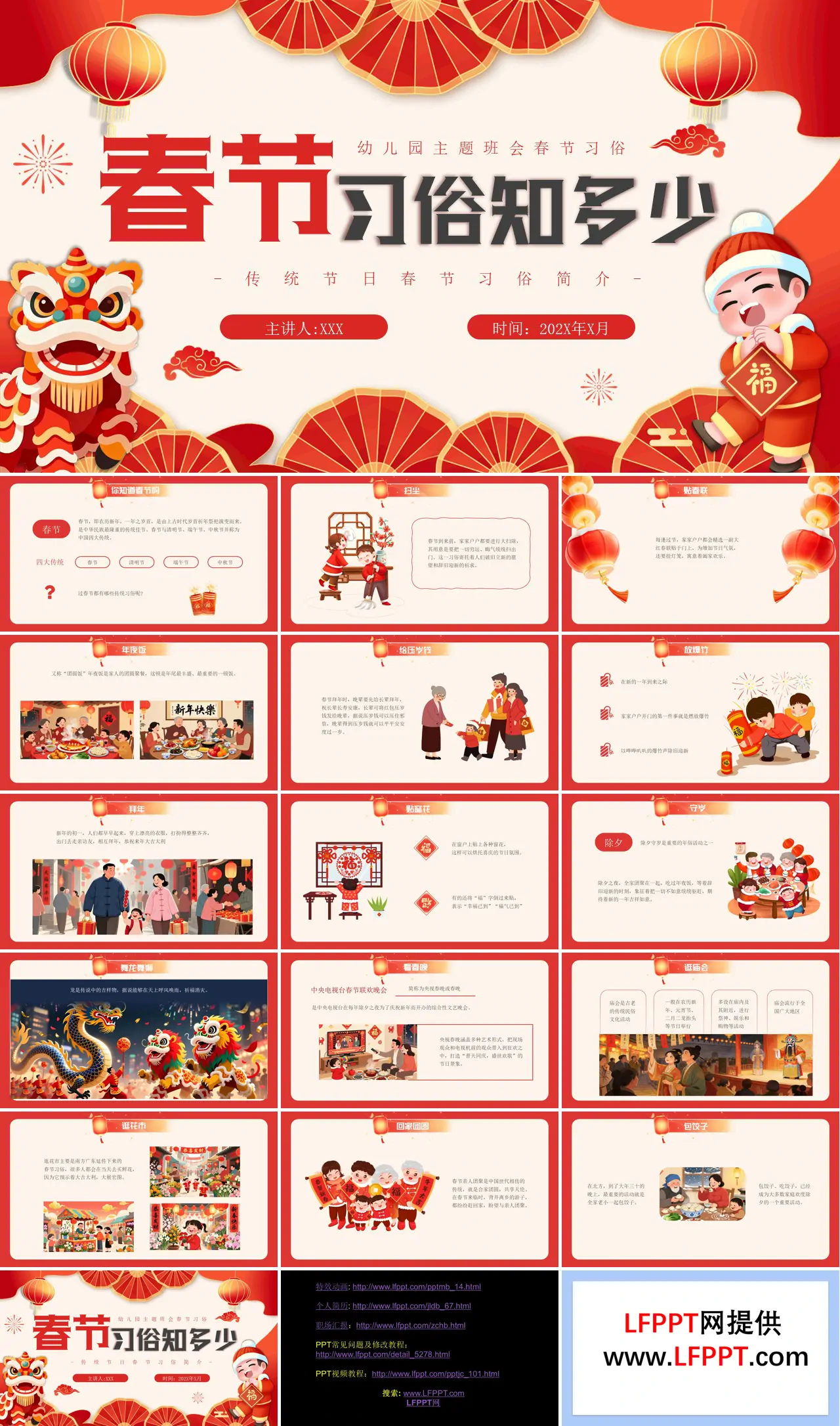 春节习俗知识PPT课件含讲稿