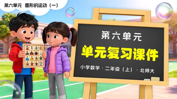 第六单元 图形的运动（一）（单元复习课件）二年级数学上册北师大PPT课件含教案-25页-大小27M