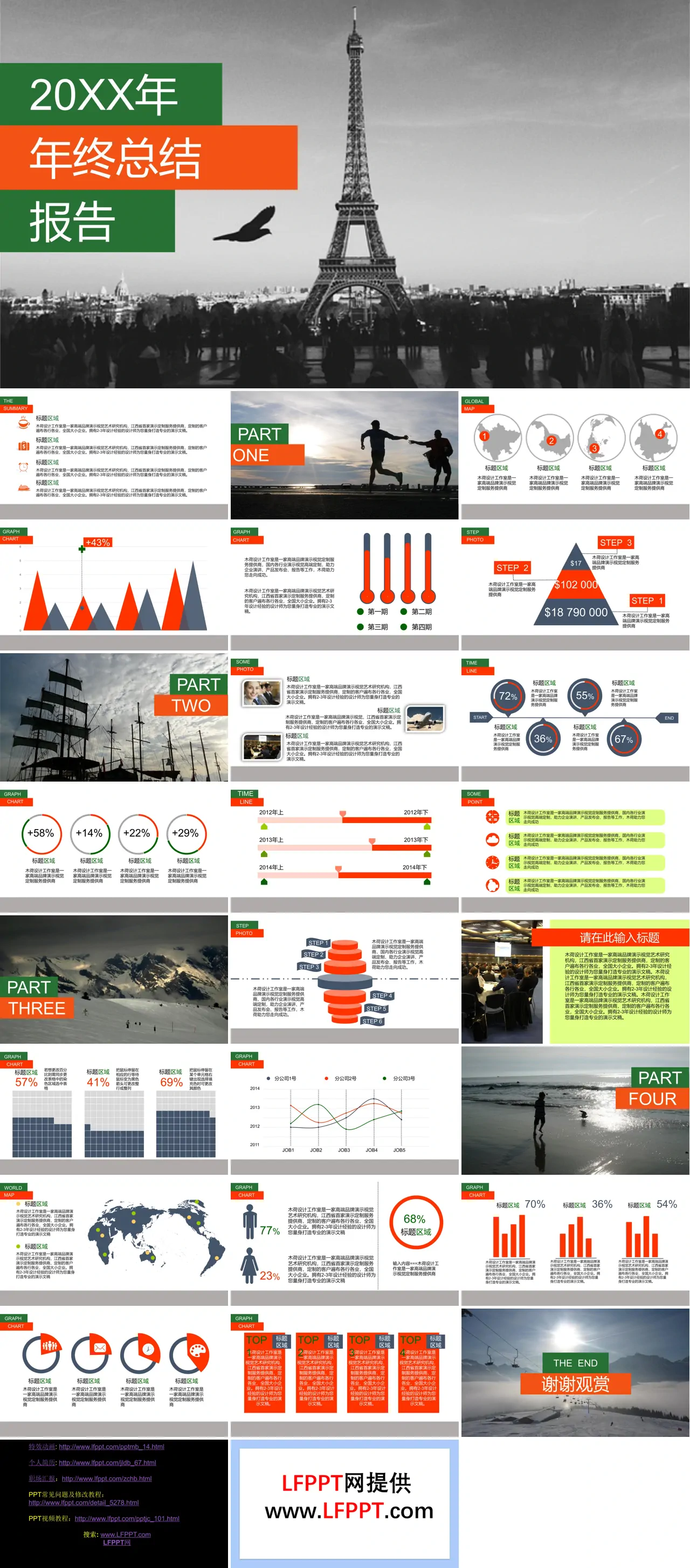 欧美风格总结汇报报告PPT模板