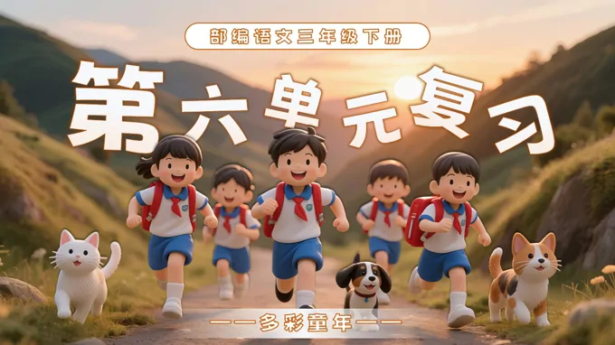 部编语文三年级下册第六单元复习课件PPT模板含教案