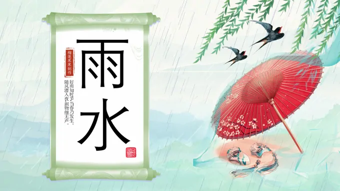 二十四节气雨水介绍PPT模板