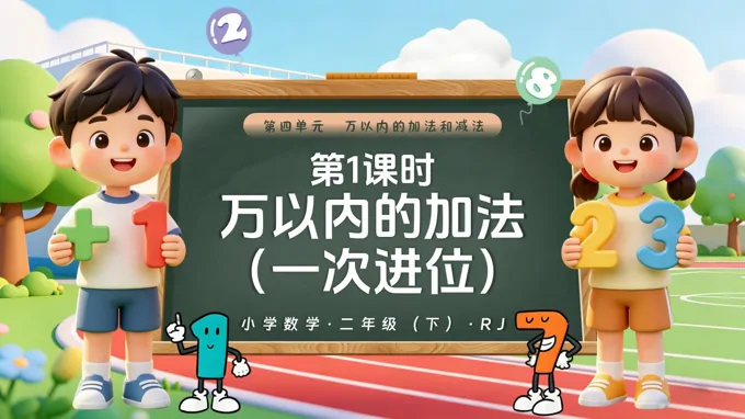 二年级数学下册人教 第四单元第1课时 《万以内的加法（一次进位）》ppt课件（教案）