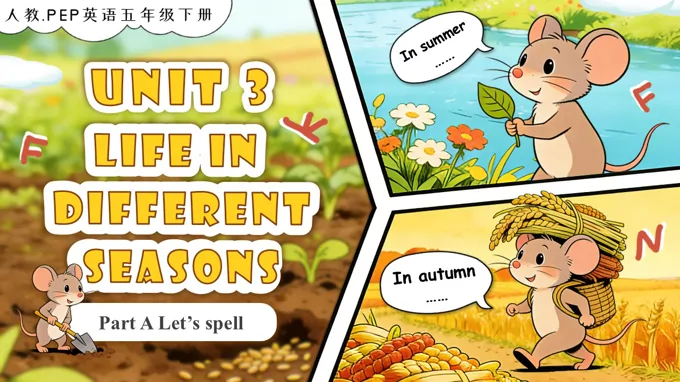 Unit 3 Life in different seasons 第3课时 Part A Let’s spell 五年级英语下册人教PEP版新教材PPT课件（含教案+学习任务单+分层作业）