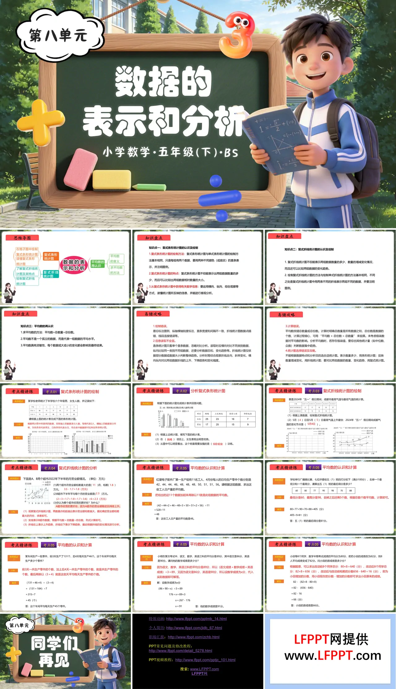 第八单元 数据的表示和分析（复习课件）五年级数学下册北师大ppt课件（知识清单+单元检测卷）