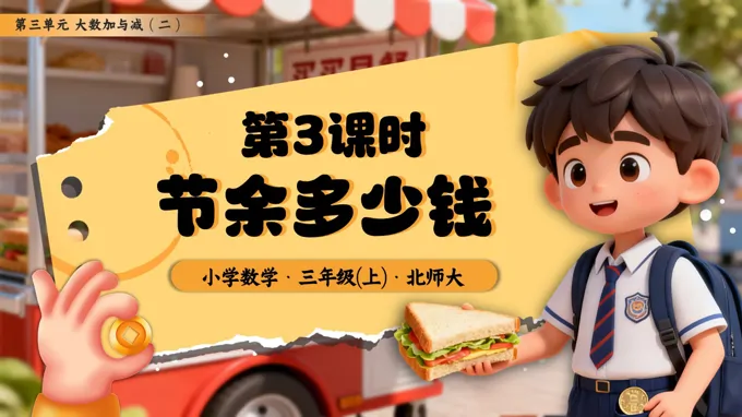 第三单元第3课时 节余多少钱三年级数学上册北师大PPT课件含教案