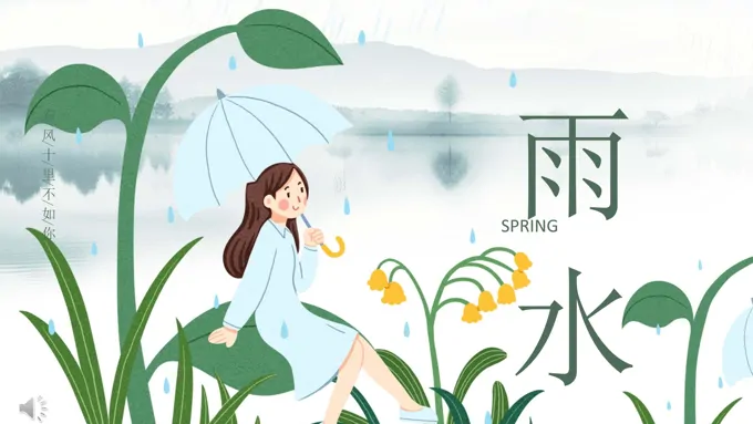 雨水节气介绍PPT模板
