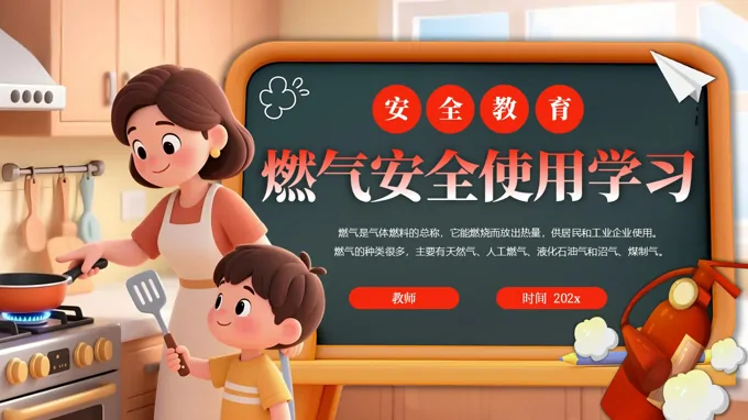 燃气安全使用学习主题班会ppt模板含讲稿