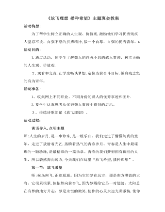 《放飞理想 播种希望》主题班会教案