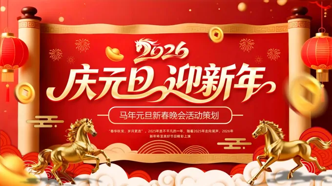 马年元旦活动策划元旦节PPT含讲稿