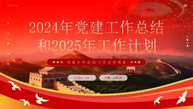 2024年党建工作总结汇报和2025工作计划汇报PPT含讲稿