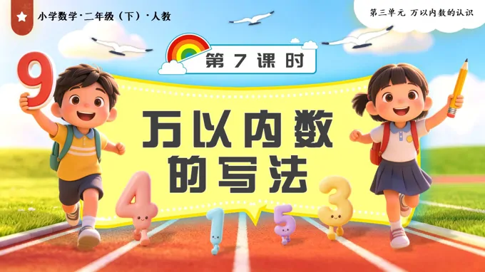 第三单元第7课时  万以内数的写法二年级数学下册人教PPT课件（教案+学习任务单+分层作业）