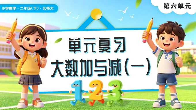第六单元大数加与减（一）单元复习二年级数学下册北师大版新教材PPT课件（含知识清单）