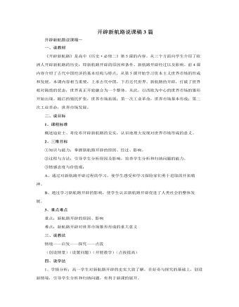 人教版高中历史必修2开辟新航路说课稿3篇