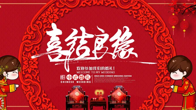 中式婚礼之喜结良缘婚礼电子请帖PPT相册